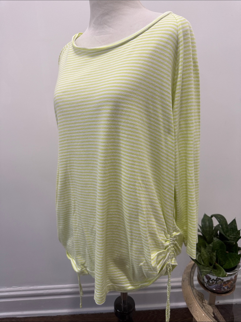 Chico’s Weekends Green/Yellow Striped Women’s Long Sleeve Top L